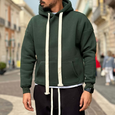 Felpa verde con cappuccio boxy fit - FLAG STORE